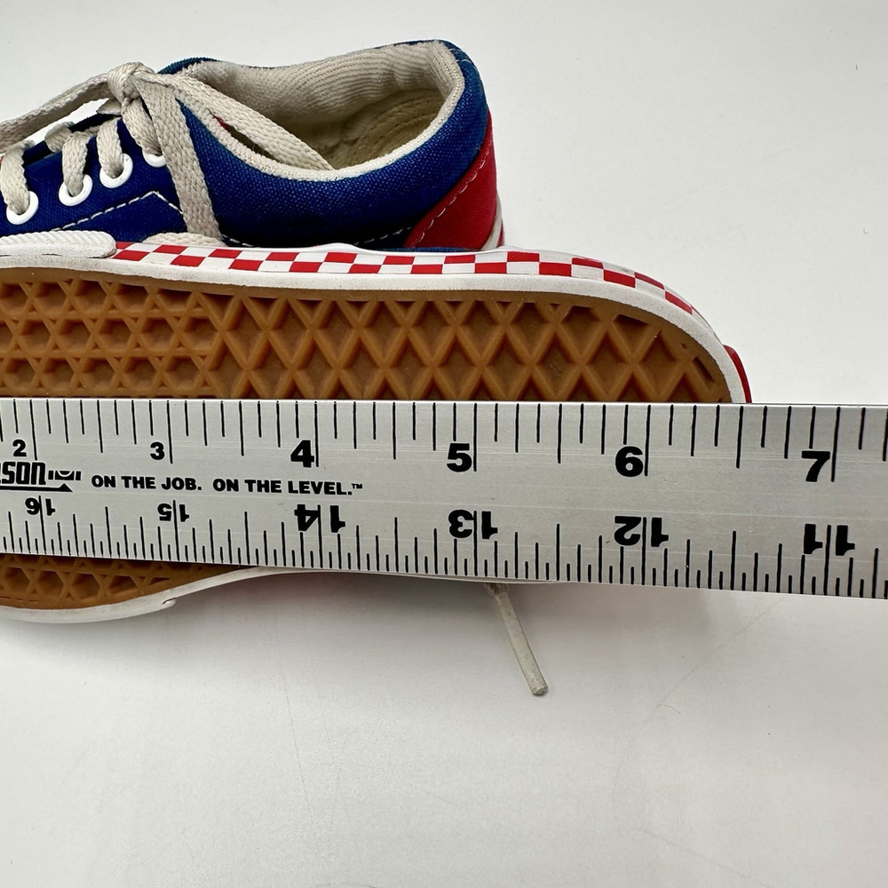 Vans Off The Wall Red Blue Canvas Skateboard Sneakers Toddler Size 8 Lace Ups - Picture 8 of 8